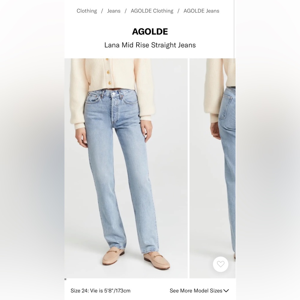 AGOLDE Lana Mid Rise Straight jeans - Color: Fiction